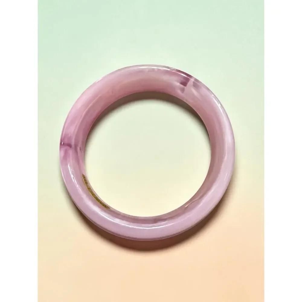 Vintage Made in Italy Pink Marbled Lucite Bangle Bracelet Mod Chunky 10